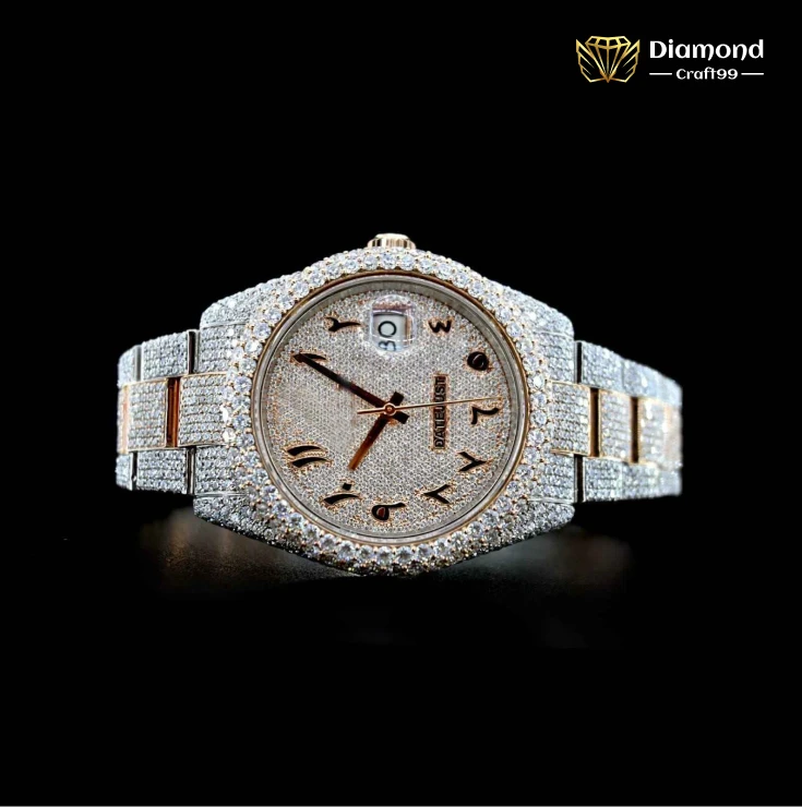Iced Out Cartier Stainless Steel VVS Moissanite Diamond Watch
