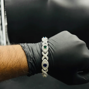 Iced Out Infinity Evil Eye Bracelet VVS Moissanite Dimaond 925 Sterling Silver